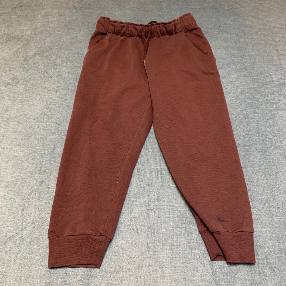 Nike Dri-Fit Sweatpants Mens Small Brown Stretch Swoosh Fleece Lined Drawstring